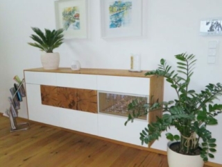 H&auml;ngeschrank in Wildholz Eiche mit Glas