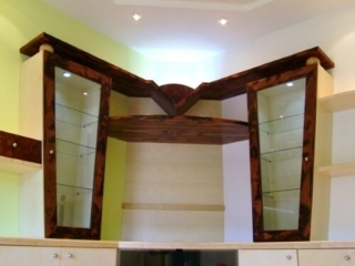 Glasfronten mit Tigerwood Holz Rahmen